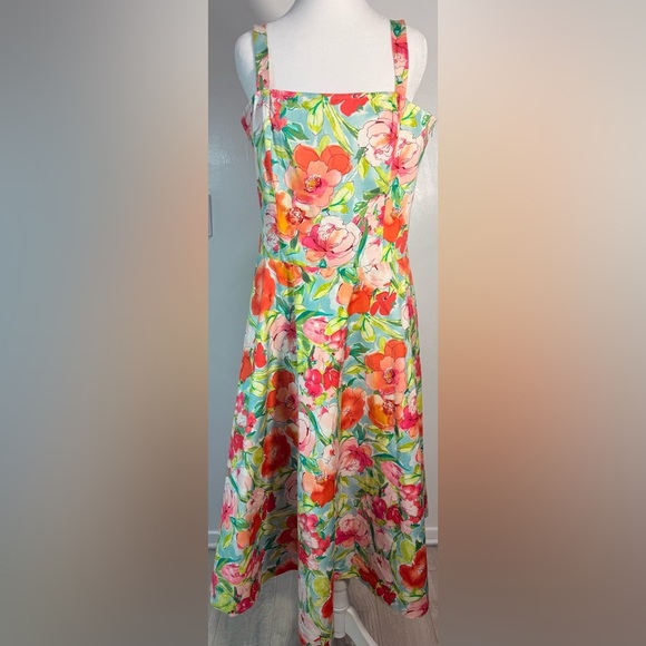 Ralph Lauren Floral Midi Dress - Green and Pink - Picture 3 of 15